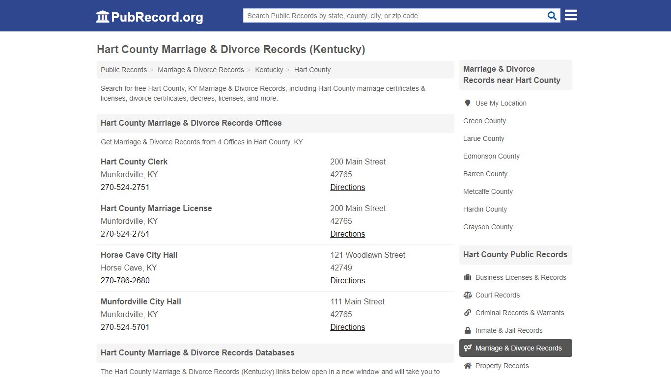 Hart County Marriage & Divorce Records (Kentucky)